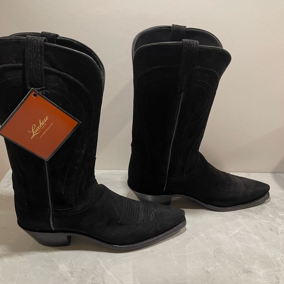 Lucchese Women’s Black Suede Cowgirl Boots NWT size 9.5B